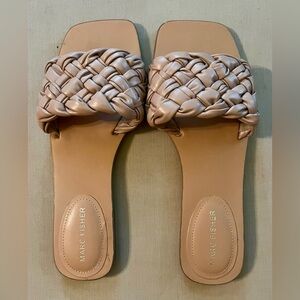 Marc Fisher Tan Braided Slide Sandals